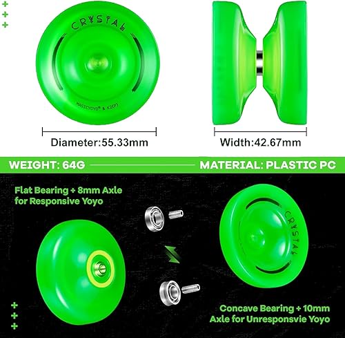 Miniatura 9 de MAGICYOYO Yoyo profesional de giro de dedo, truco de doble propósito, Yoyo Yo sensible y no responde para todos los niveles + 12 cuerdas de repuesto