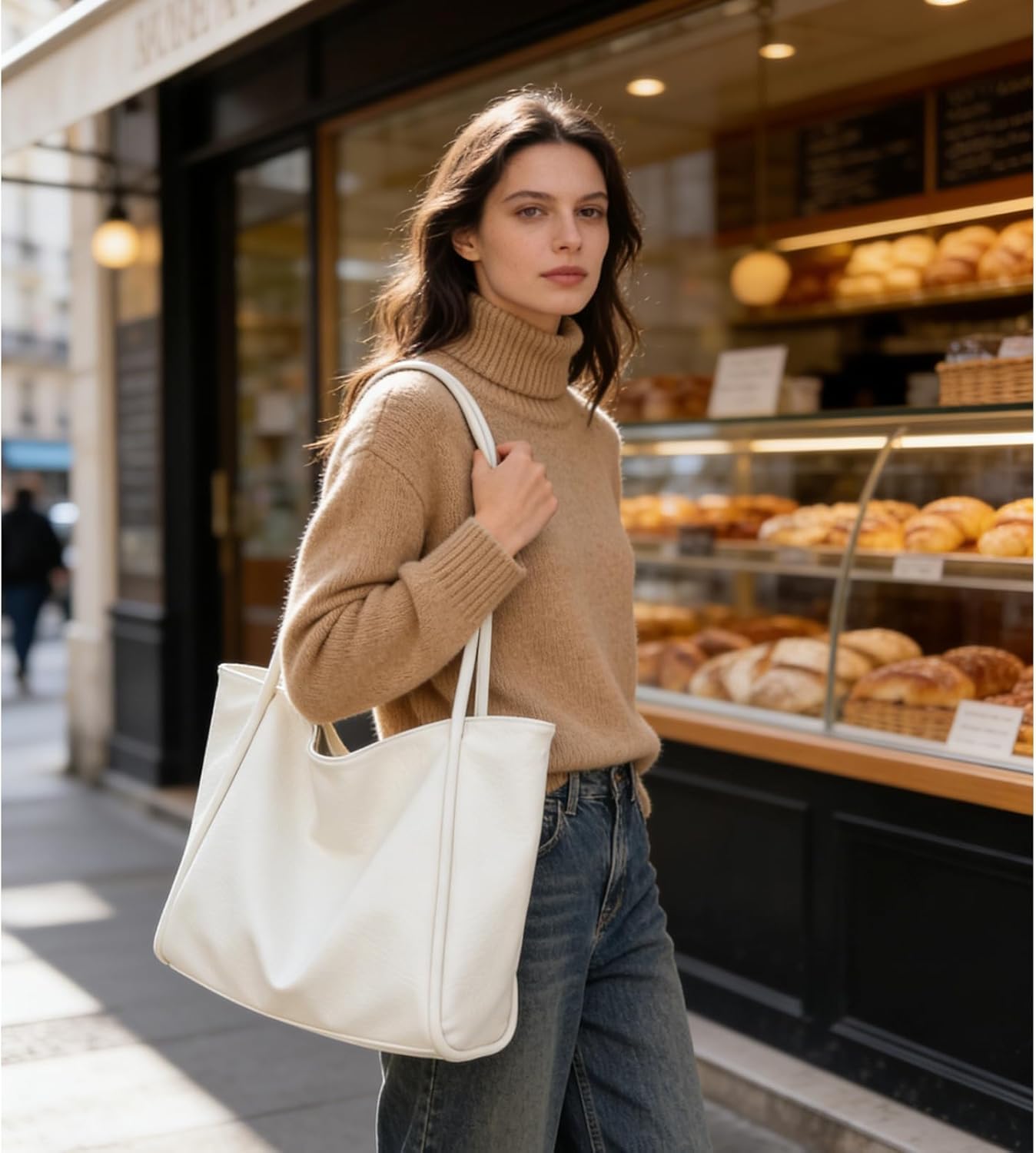 WITERY Large Tote Bag for Women Work Bag Soft PU Leather Tote Purses with Interior Pockets Ladies Handbags Shoulder Purse - Image 2