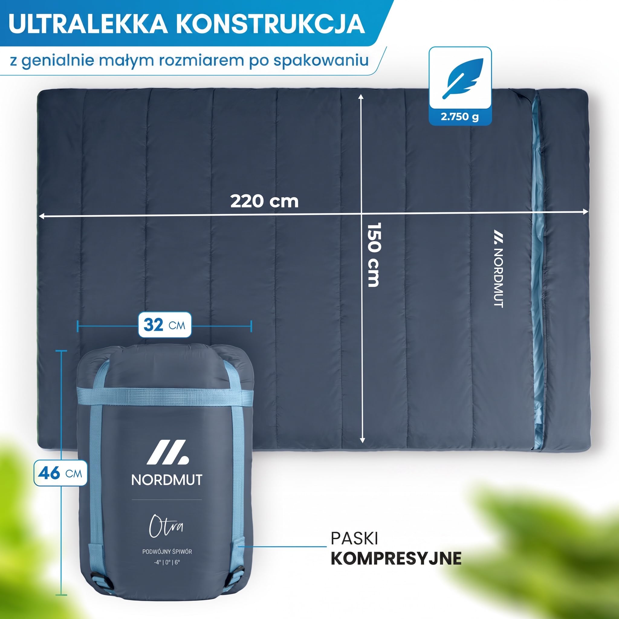 NORDMUT® Śpiwór podwójny XXL z zamkiem premium YKK dwukierunkowym – Przytulny śpiwór dla 2 osób ekstra szeroki & duży – dla 2 osób z optymalną izolacją