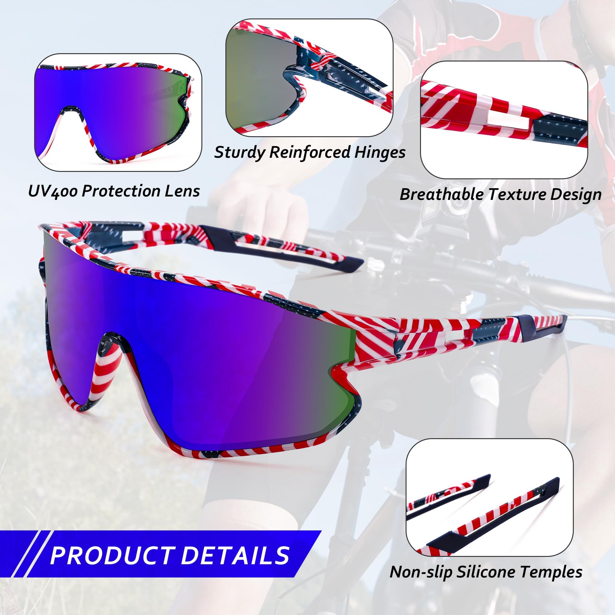 FEISEDY Occhiali Sportivi per Bambini e Adolescenti (7-16 anni), per Ciclismo e Baseball, da Sole, con Protezione UV400, per Ragazzi e Ragazze B4154