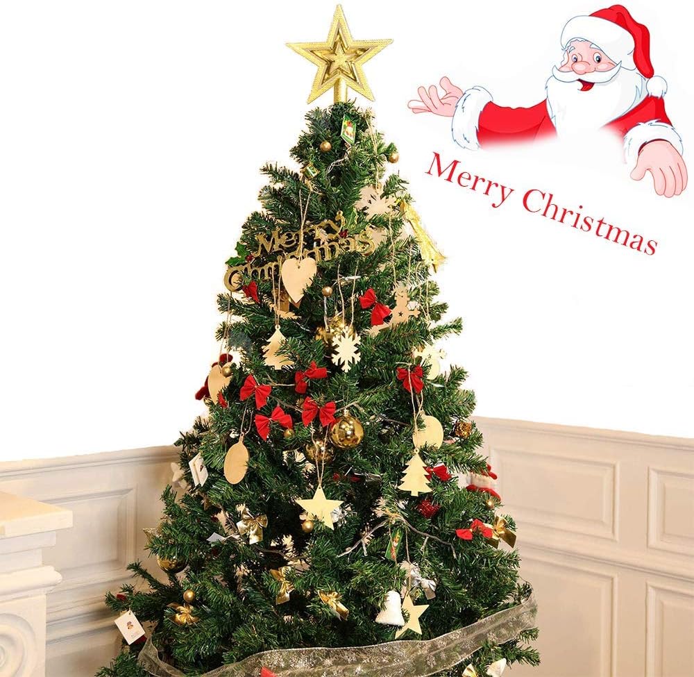 Johiux 50pcs Wooden Christmas Ornaments,DIY Christmas Decorations, Christmas Tree,Wood Star,Round Disc,Snowflake,Snowman - Image 4