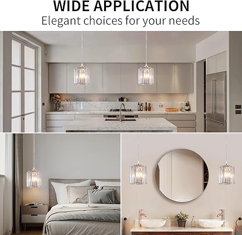 Miniatura 44 de Lámpara de techo colgante negra de 3 luces, mini candelabro, lámparas colgantes de techo ajustables, lámparas colgantes de cristal para isla