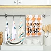 Vista 2 de Kajaia Juego de 6 toallas de cocina de Acción de Gracias, toallas de mano absorbentes de búfalo a cuadros de otoño, calabaza, camión, hojas