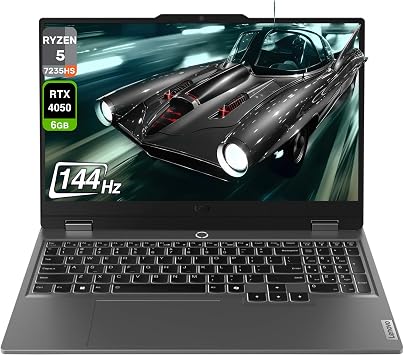 Lenovo LOQ Gaming Laptop, AMD Ryzen 5-7235HS, 12 GB DDR5 RAM, 1 TB PCIe SSD, 15.6" FHD 1920x1800 Display, Nvidia G-Force RTX 4050, Backlit Keyboard, W11 Home, Luna Grey