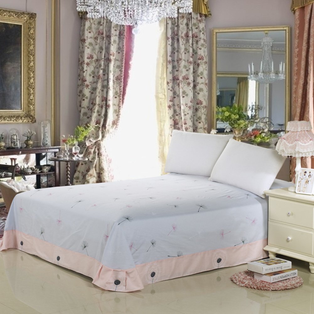 Drap plat en coton imprimé grande taille 240x265cm lit double