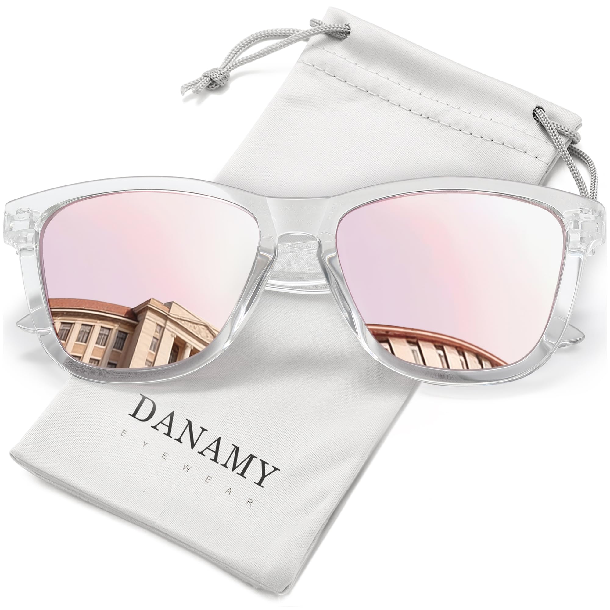 DANAMY Sunglasses Womens Polarized Sunglasses for Women Trendy Designer Mirrored UV400 Protection Sun Glasses