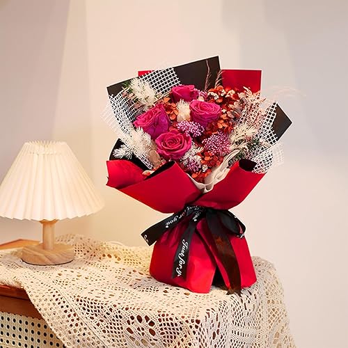 Miniatura 8 de Gloreyan 20 hojas de papel de regalo de flores, ramo de floristería para manualidades, ramo de flores frescas, envoltura impermeable, caja de