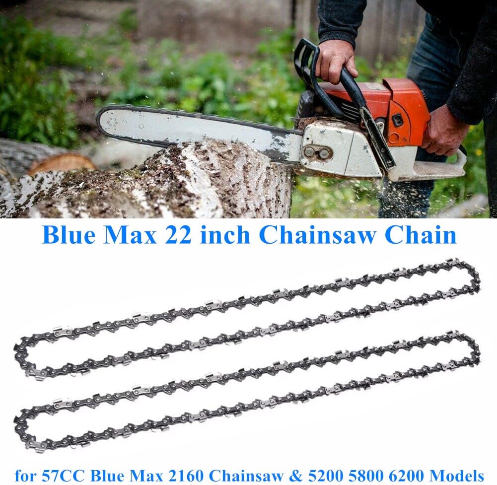 2-Packs 22 inch Chainaw Chain .325" LP Pitch - .058" Gauge - 86 Drive Links For 57CC Blue Max 2160 Chainsaw & 5200 5800 6200 Models, Replaces 21LPX086G