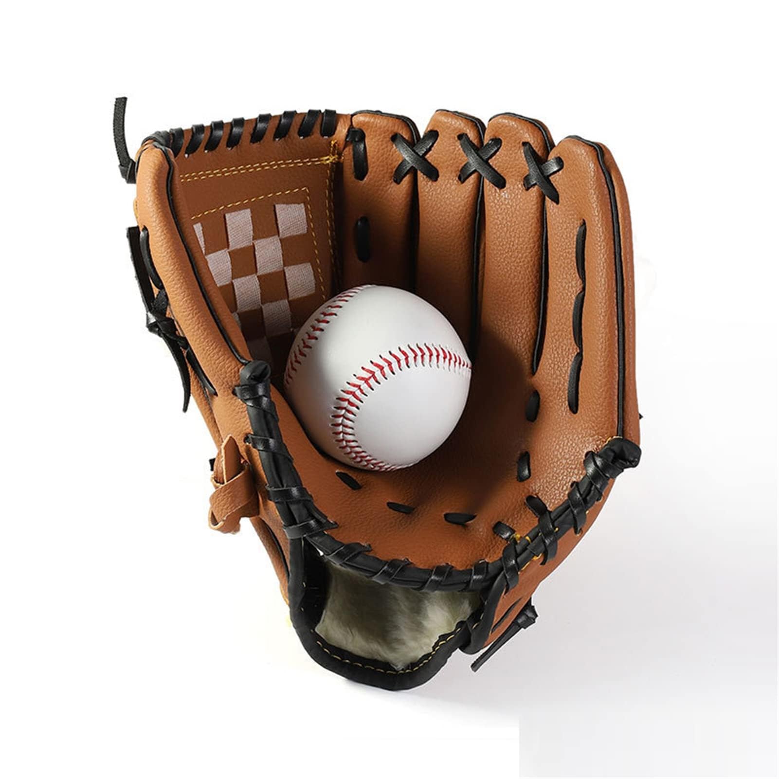 Baseball Glove,Sports Batting Gloves,Throw Catching Softball Glove 9.5"/10.5"/11.5"/12.5" Baseball PU Leather Left Hand Catcher's Mitt for Youth Kids Adult (Brown, 11.5")