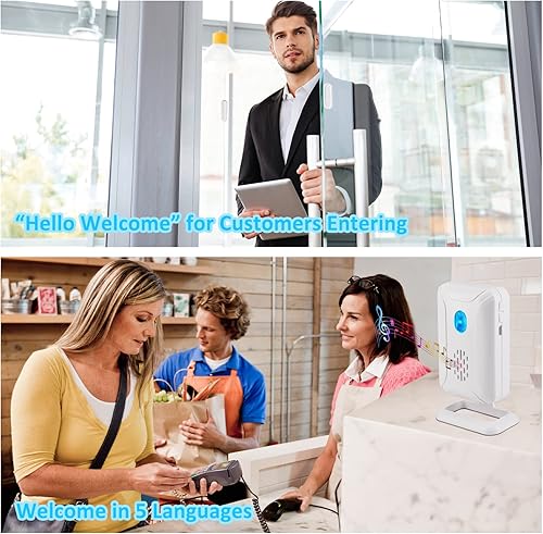 Miniatura 6 de GREENCYCLE Alarma de puerta abierta con receptor portátil, alarma inalámbrica de puerta a batería, timbre de puerta inalámbrico, rango de 600 pies,