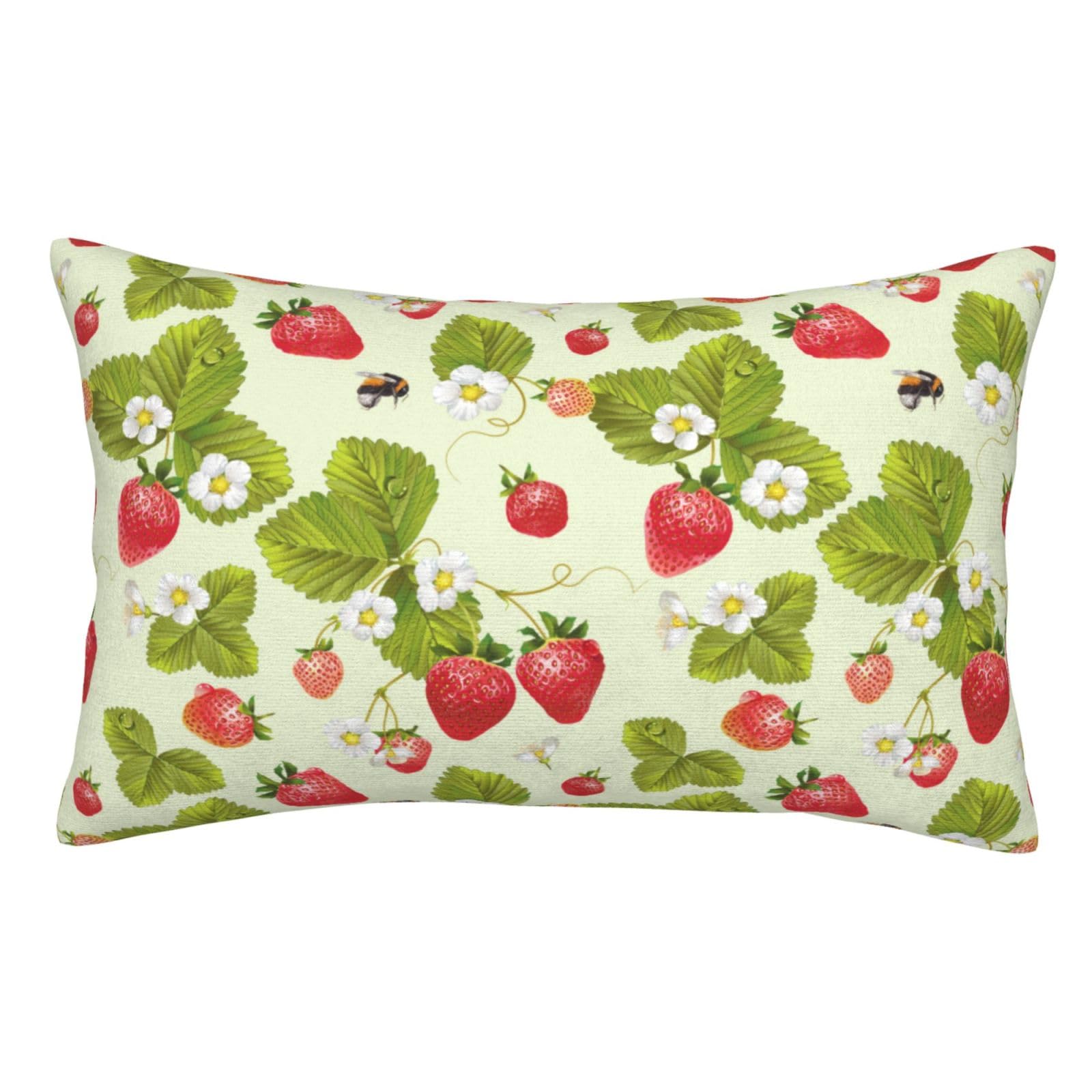 Soft Plush Pillow Cover For Sofa & Bed, Lovely Strawberry, Standard Furry Throw Pillow Case 35x50 cm, Decorative Cushion Cover For Bedroom Living Room Decor, Hidden Zipper Pillowcases For All Seasons