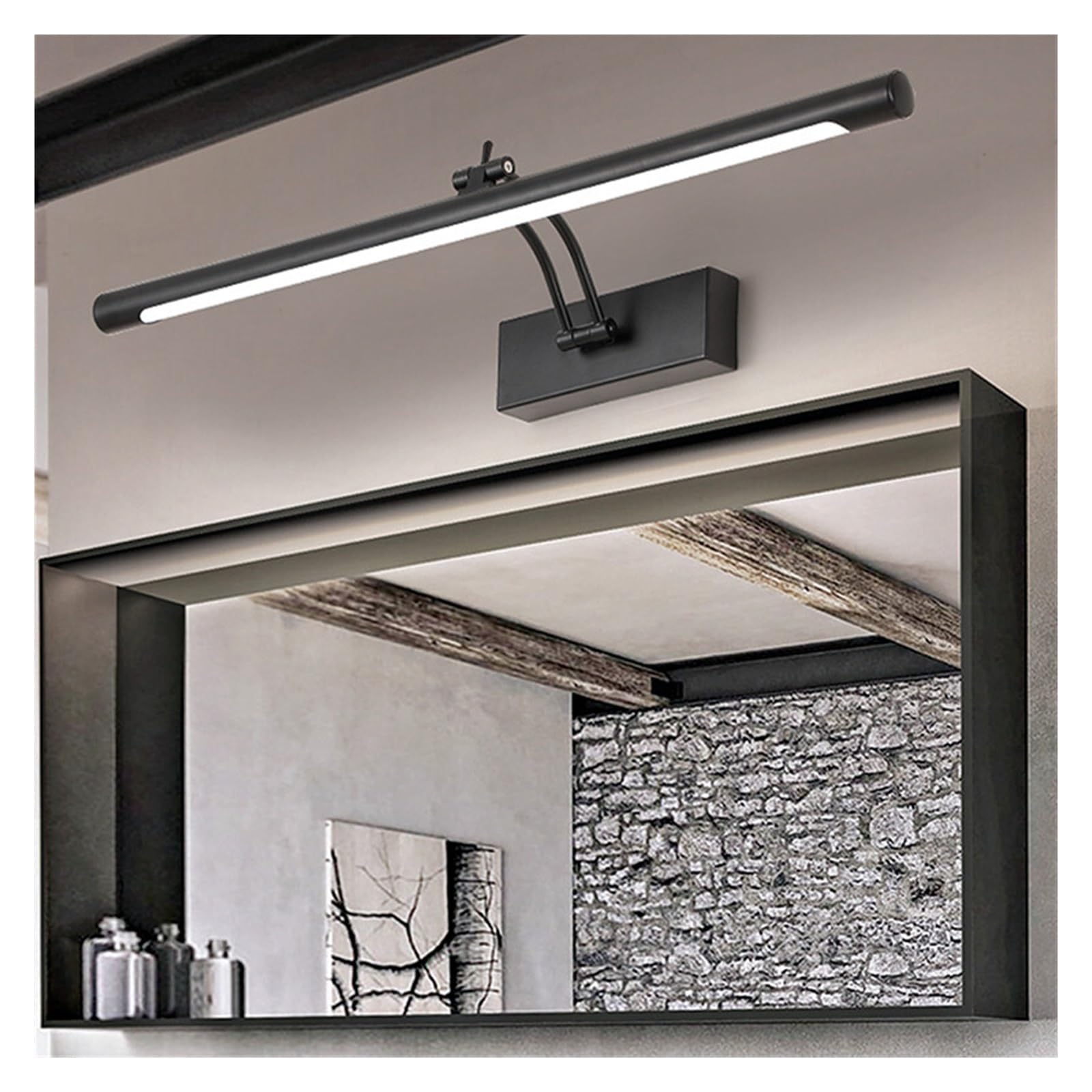 Moderne LED-Spiegel-Wandlampen, Badezimmer-Eitelkeitsbeleuchtung, wasserdicht, 40 cm, 55, 9 W, 12, Toiletten-Wandleuchten, Wandlampen Klein Und Hell(Warm,BLACK_55CM)