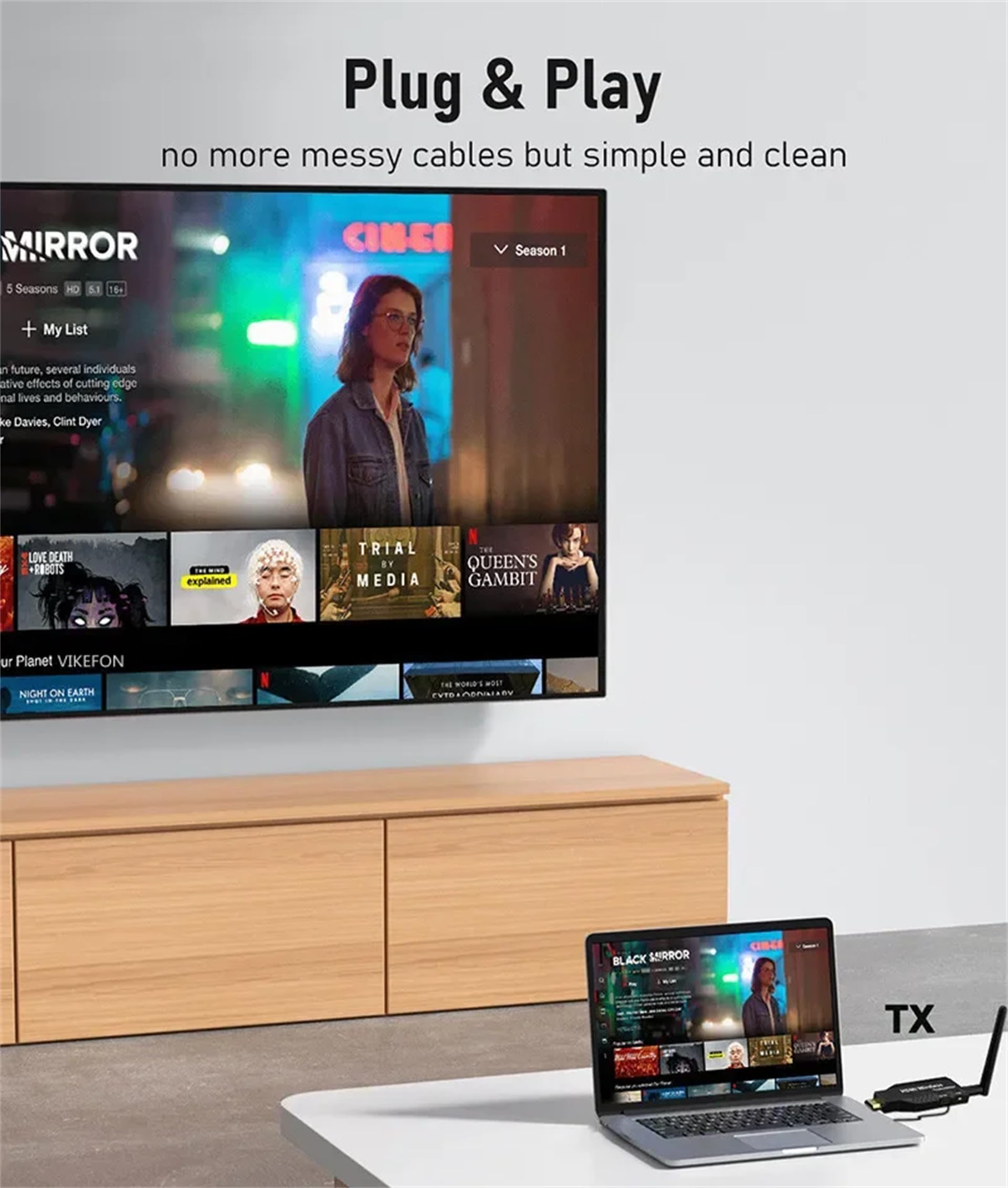 Bezprzewodowy przedłużacz HDMI 1080p 50 m, 1 TX na 4 rozdzielacze, odbiornik wideo do kamery PS4, laptopa, komputera, monitora, projektora (RX)