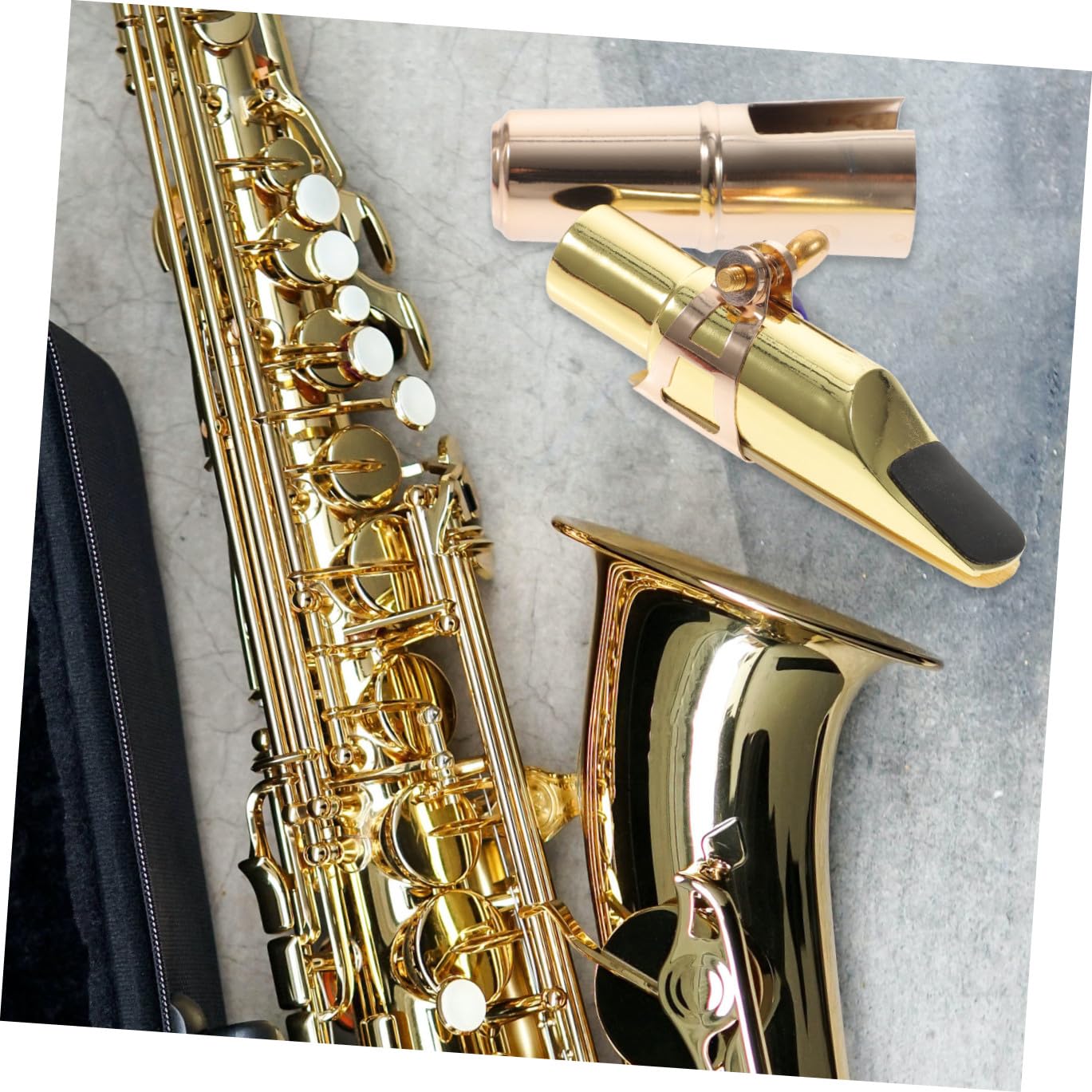 ibasenice 2ensembles Bec Métal Pour Saxophone Alto Avec Capuchon Et Kit De Lanière Accessoires Pour Instruments à Vent Remplacement Pratique Et