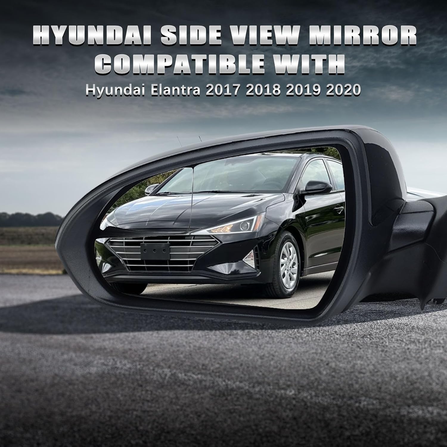 Left Driver Side Mirror Compatible with 2017 2018 2019 2020 Hyundai Elantra with Power Glass Blind Spot Glass and Manual Folding Replaces OEM 87610F2260, HY1320224 (3 Pins)