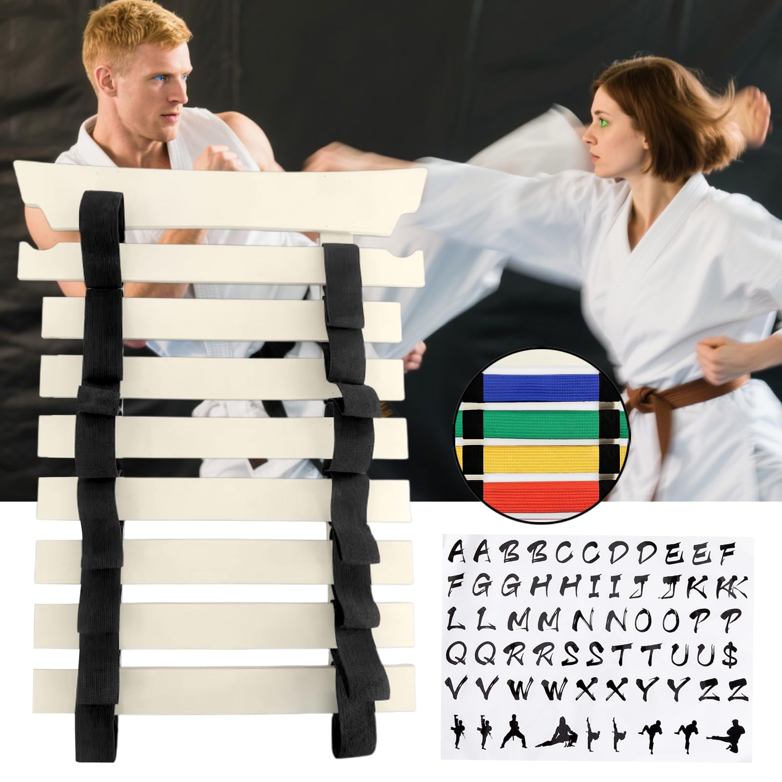 Soporte para Cinturones De Karate | Organizador De Exhibición De Cinturones De Artes Marciales para Adultos | Soporte De Almacenamiento Deportivo Sin Montaje para Todos