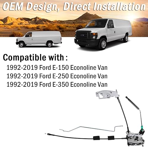 Miniatura 24 de Manija de puerta exterior de carga trasera derecha y soporte de marco de carcasa de matrícula para Ford E150 E250 E350 E450, kit de pestillo de Ford