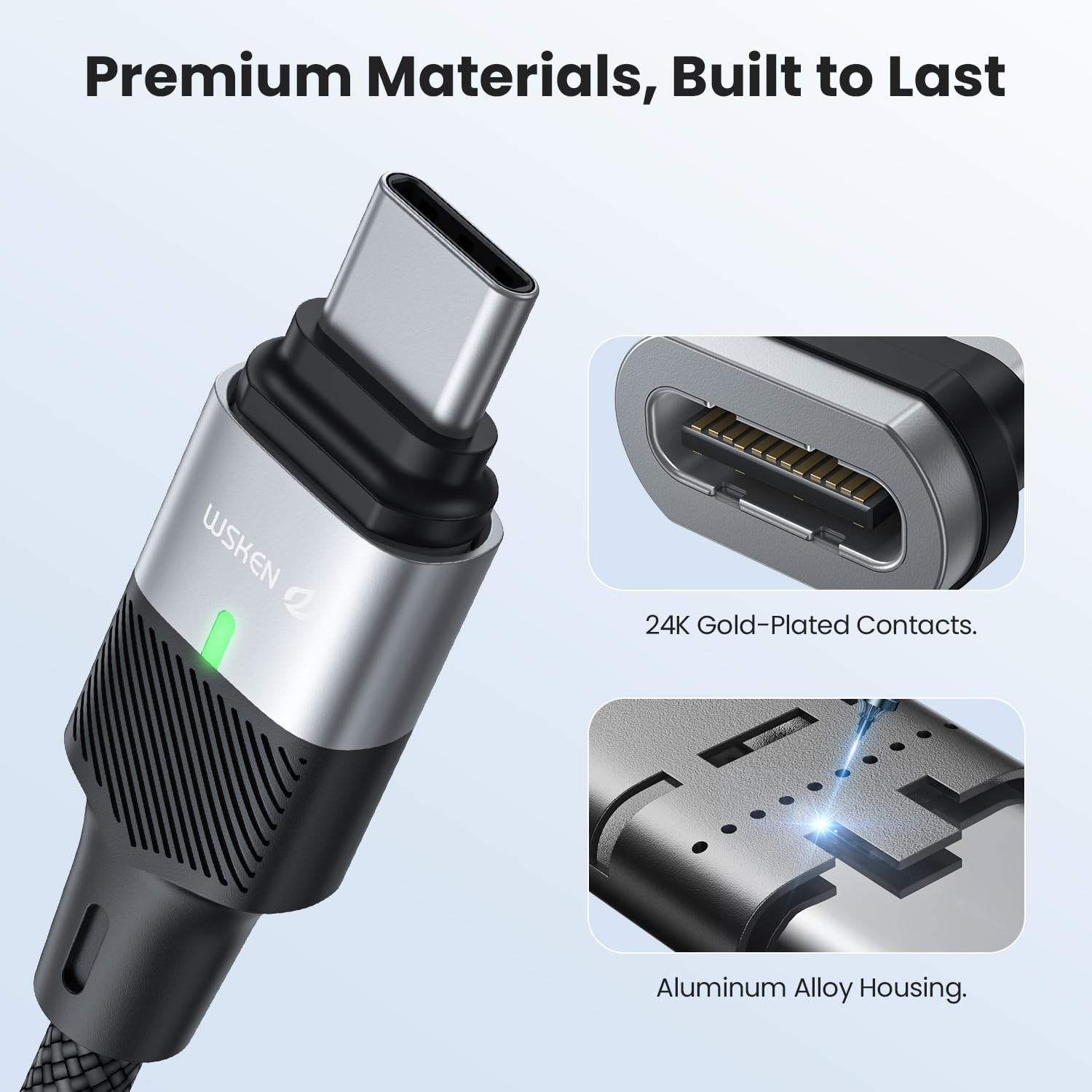 WSKEN Magnetic USB-C 240W Fast Charging Cable 6ft, Dust-Proof image 5
