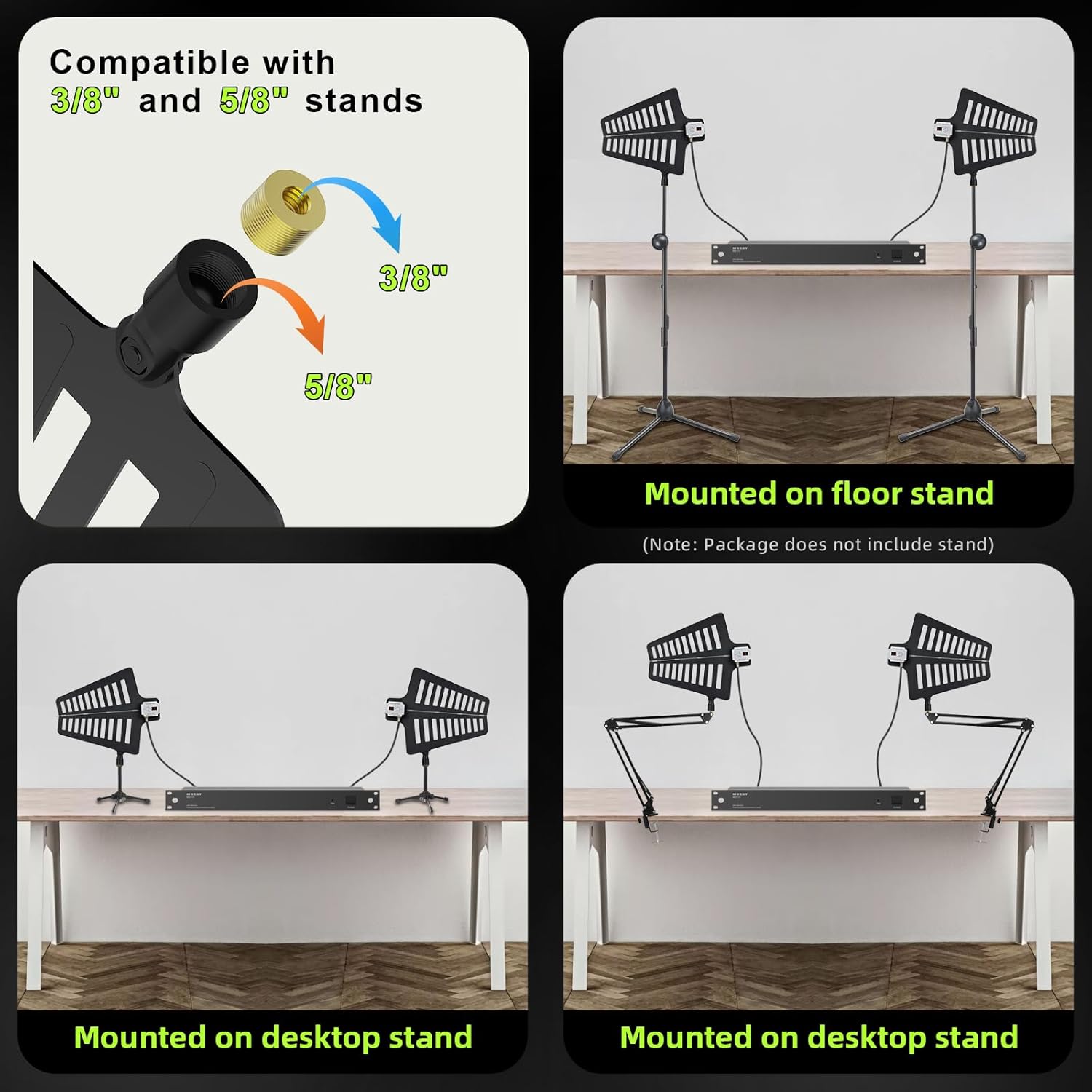 MD-10 UHF Wireless Antenna Distribution System, Wireless Microphone Signal Amplifier, Gain Adjustment Active Antenna Paddles, 8 Outputs + 2 Cascade Ports, Covers 400-950MHz Frequency Range