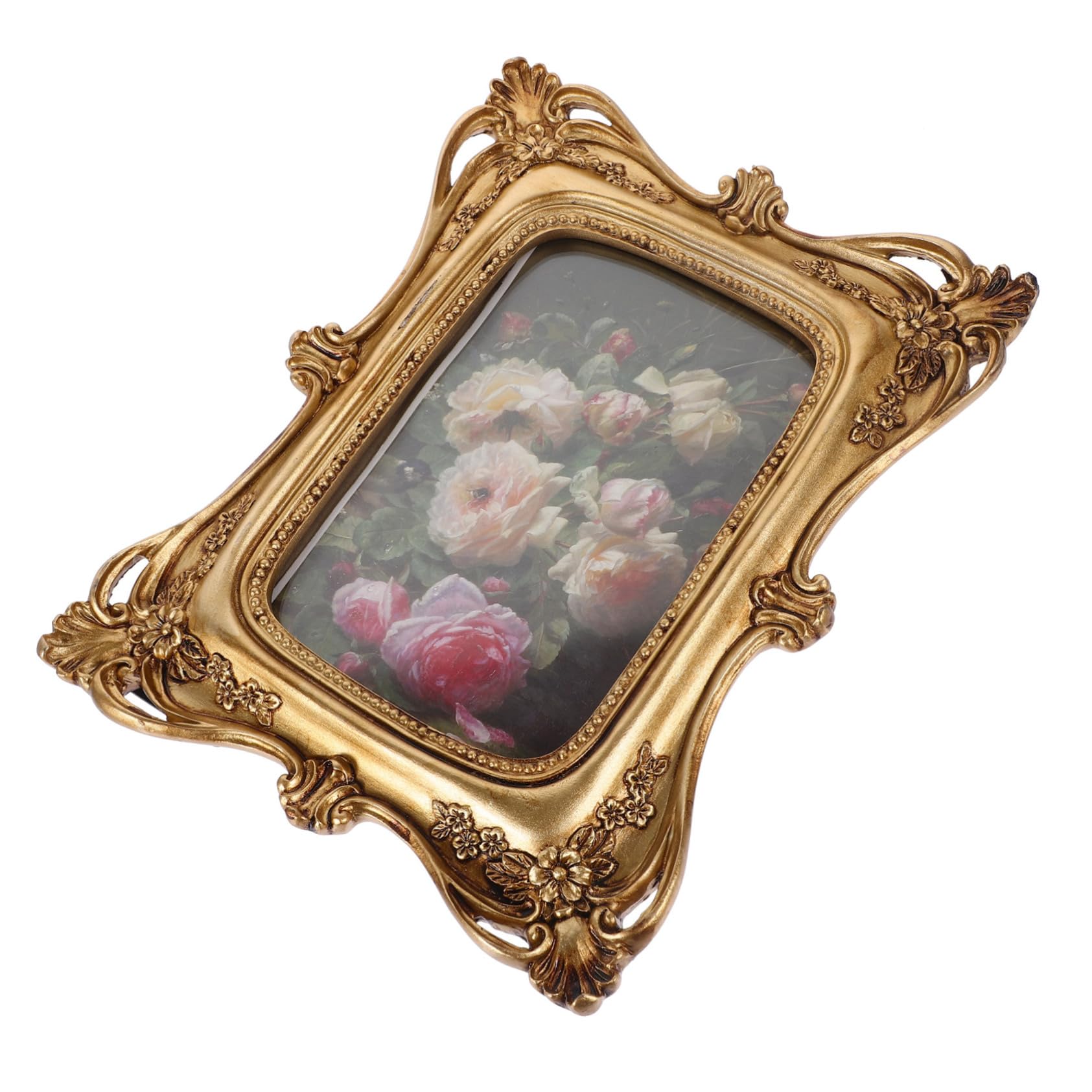 Cadre photo vintage résine dorée support mural et table maison