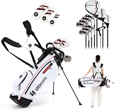 ULTIMATE 12 Pieces Womens Complete Golf Clubs Set w/Golf Stand Bag, 460cc #1 Driver, #3 Fairway, #5 Hybrid, #5#6#7#8#9#P#S Irons, Putter, Full Right-Handed Golf Set for Women