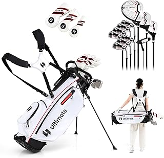 ULTIMATE Women's Complete Golf Clubs Set w/Stand Bag, #1 Driver, #3 Fairway, #5 Hybrid, #5#6#7#8#9#P#S Irons, Putter & Hea...