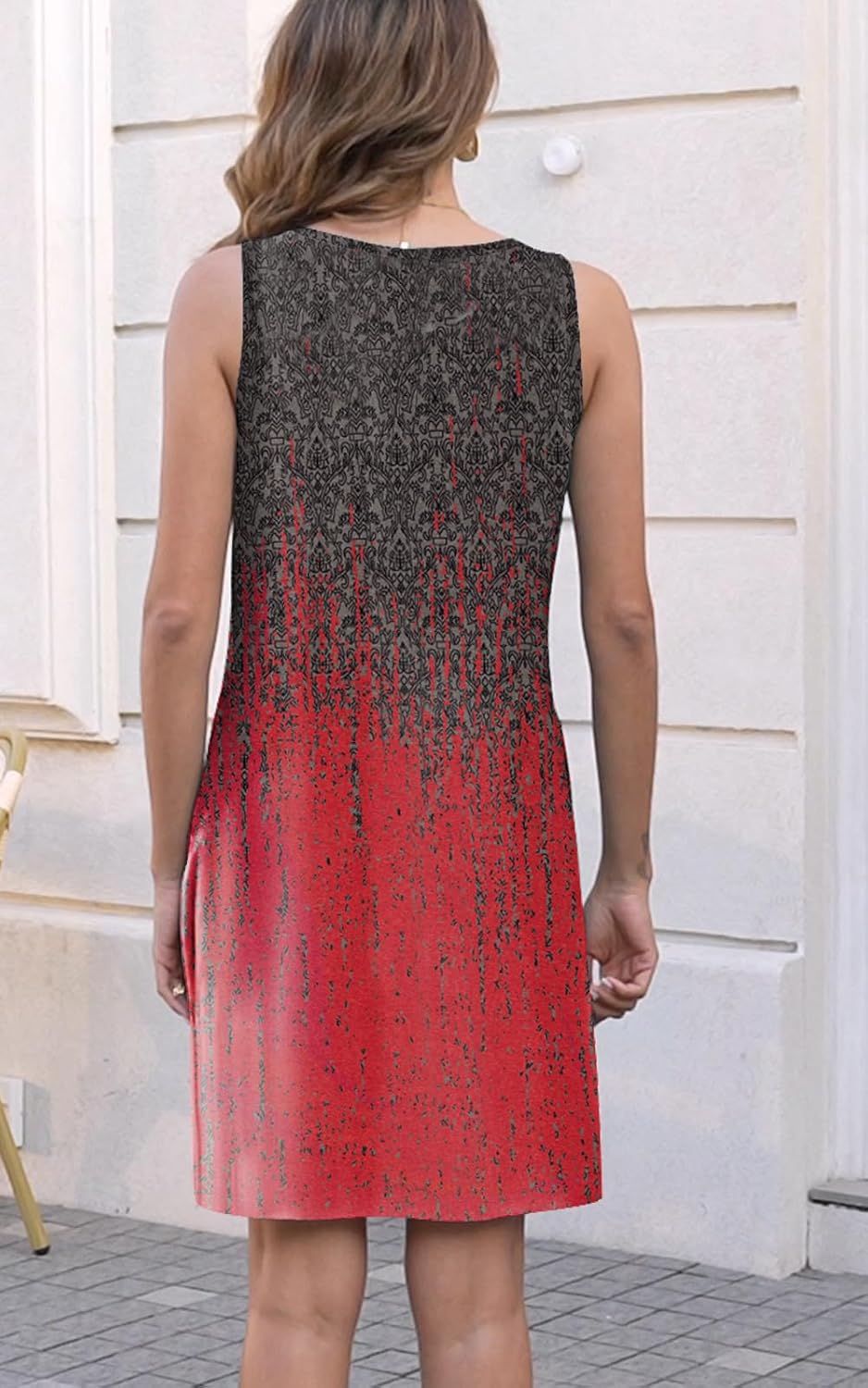 Disamer Womens Summer Dress 2025 Casual Button Down V Neck Sleeveless Boho Floral Beach Sundresses Vacation A-Line Dresses,Dye Red,XX-Large - Image 5