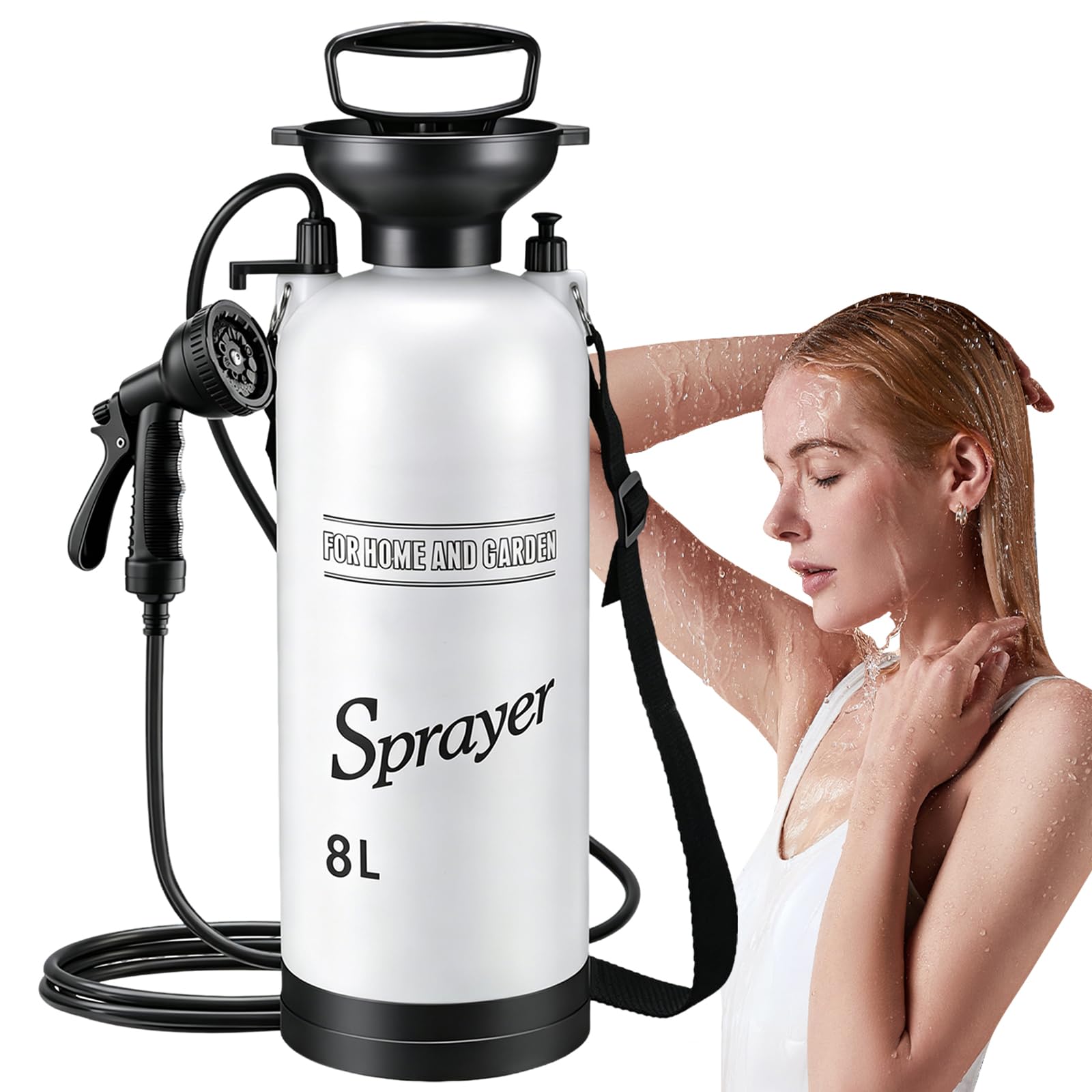 Tragbare Campingdusche mit Pumpe | Kompakte Reise-Dusche für Outdoor, Camping, Auto, Garten, Tiere & Pflanzenbewässerung | Manuelle Handdusche, Einfache Konstruktion