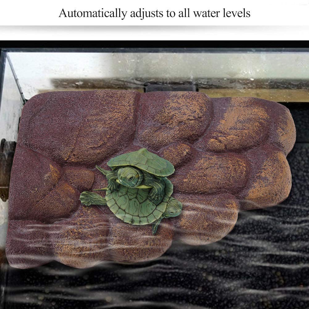 Isla flotante para reptiles, plataforma solar magnética de resina con rocas naturales, isla acuática para tortugas y animales semiacuáticos, for acuarios y terrarios
