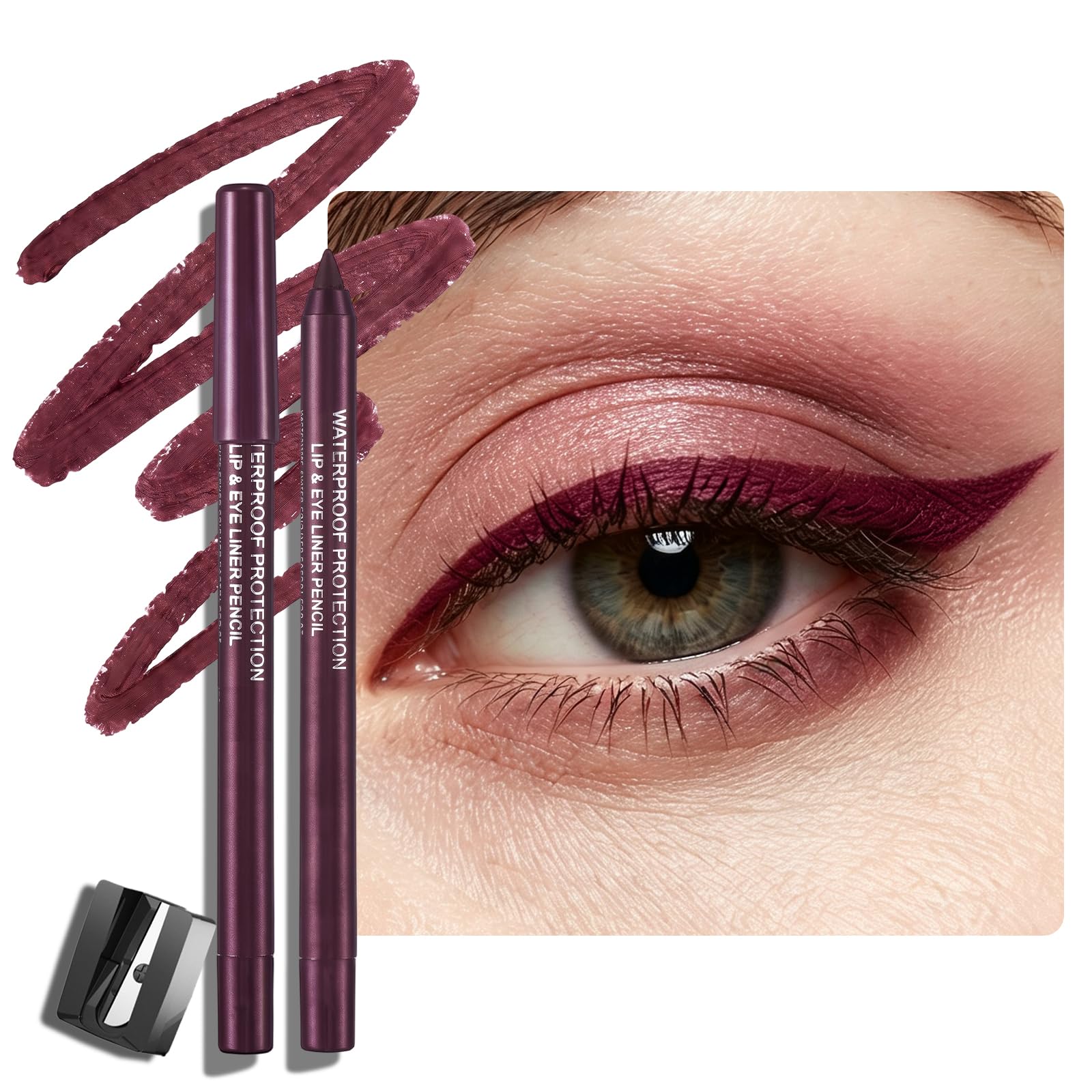 Deep Burgundy Gel Eyeliner Pencil for Mature Eyes, Smooth No Pulling 18# Deep Burgundy 1 Count (Pack of 1)