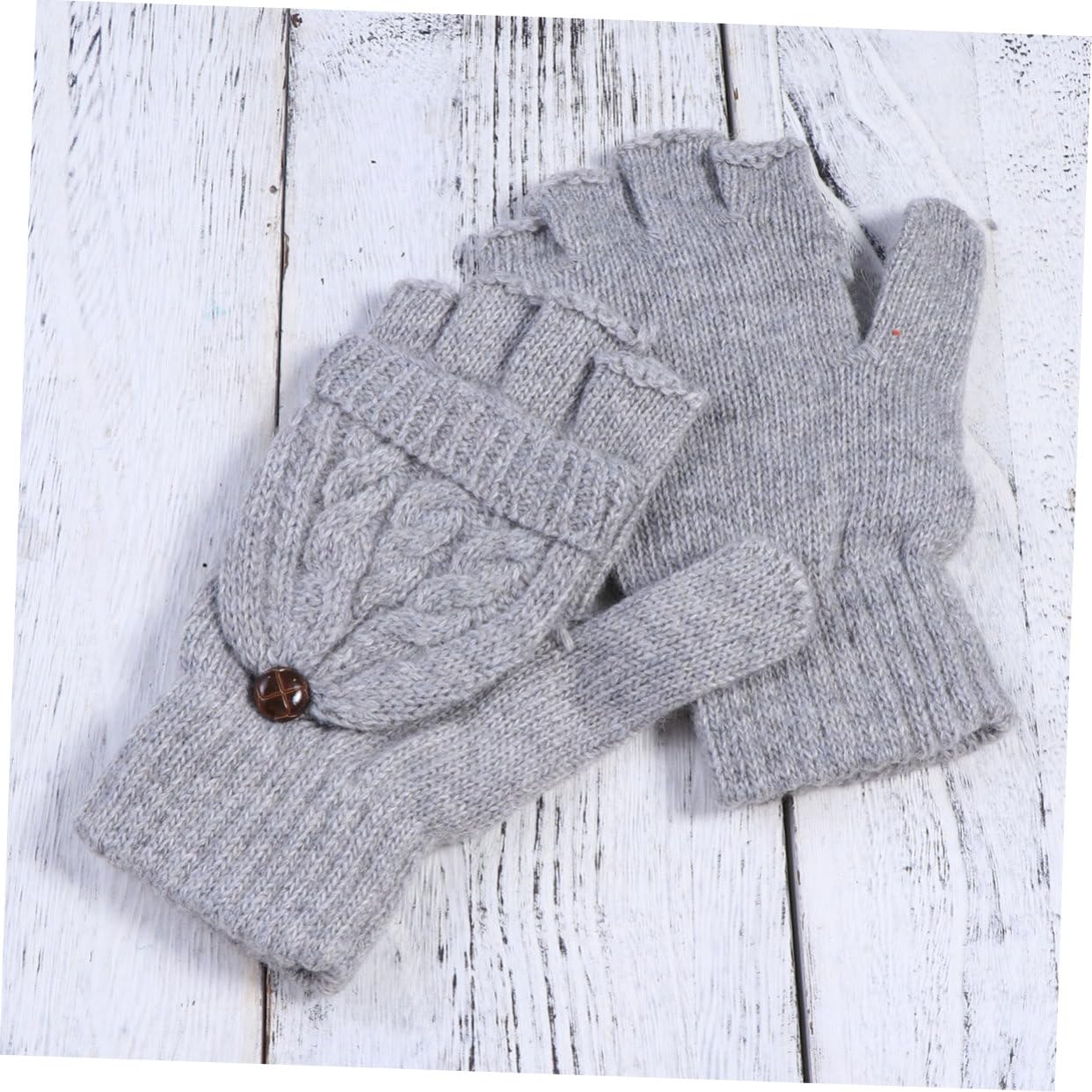 GALPADA 3pezzi Guanti Invernali Donna Lana Calda Lavorati Maglia Guanti Convertibili Senza Dita Con Copertura Per