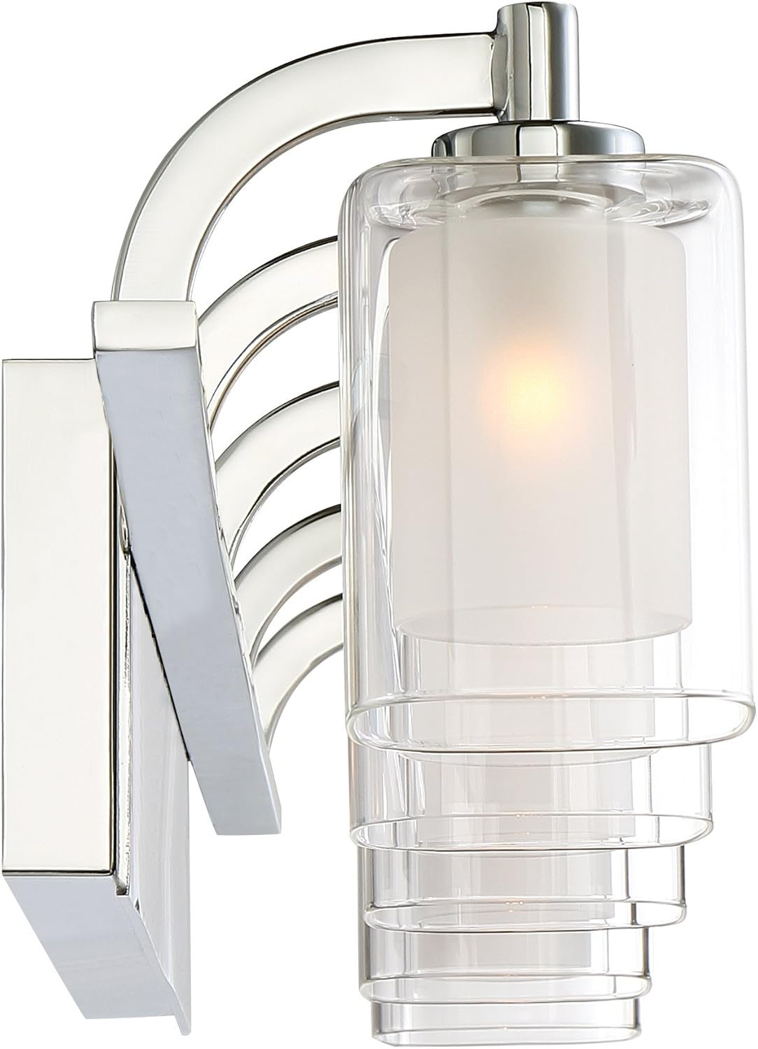 Quoizel Kolt Modern Vanity Lights, 5-Light, 42 Inch Polished Chrome Bathroom Lighting Fixtures Over Mirror, Sandblasted Inner Glass, 50 W LED Bulb, Wall Mount Light for Bathroom, Kitchen or Hallway