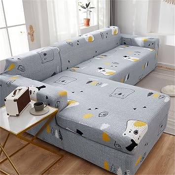 Stretch Sectional Couch Cover,Sectional Slipcovers L Shape,Modern Simple Chaise Lounge Couch Cover 3 Seater - Not-slip Reversible Dust-proof L-shaped Furniture Protector-D Loveseat145185cm/57"72"
