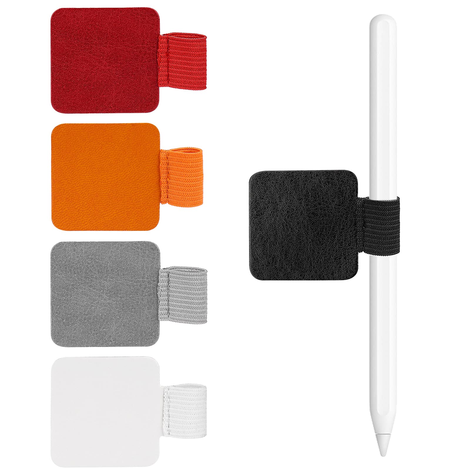 Portapenne Autoadesivo In Pelle - 5 Pezzi Colorati Per Quaderni, Diari E Taccuini, Elastico - Foto 7