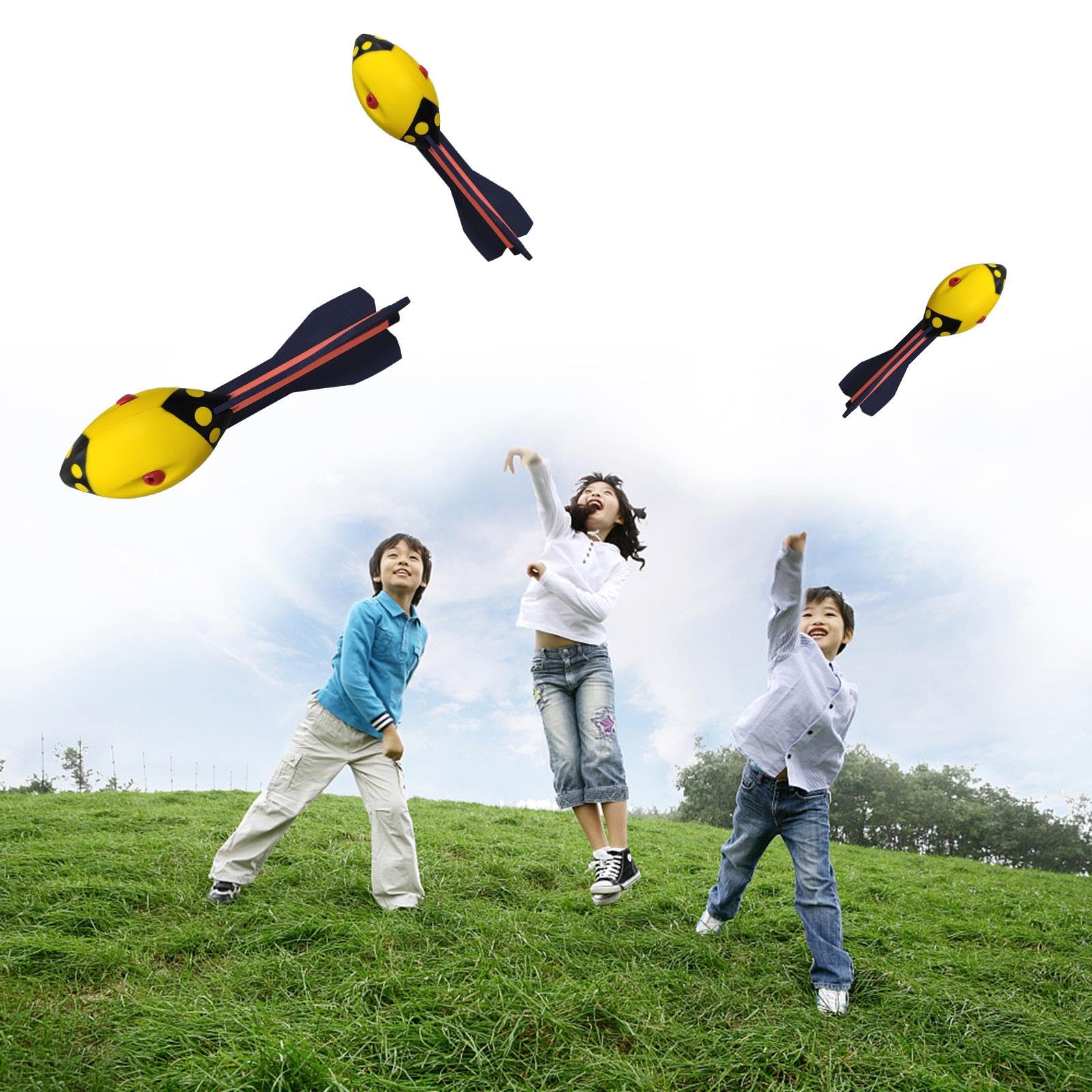 Throwing Rocket Ball Classic Long Distance Foam Rocket Ball Whistle Ball Flight Optimization Tail Hand Grip Indoor Outdoor Fun Gift (yellow) - Image 4