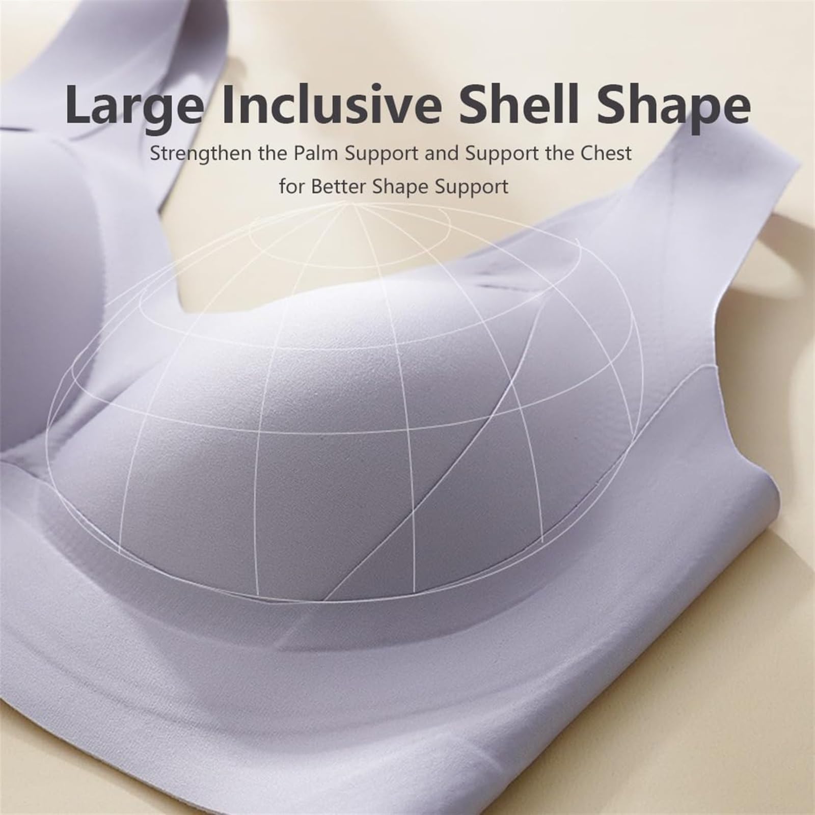 Reggiseno Quotidiano per Donna Taglie Forti Senza Ferretto, Copertura Completa, Reggiseno Sportivo Liscio, Bra Push-up Senza Cuciture, Intimo S-5XL(Beige,M(36/80BCDE))