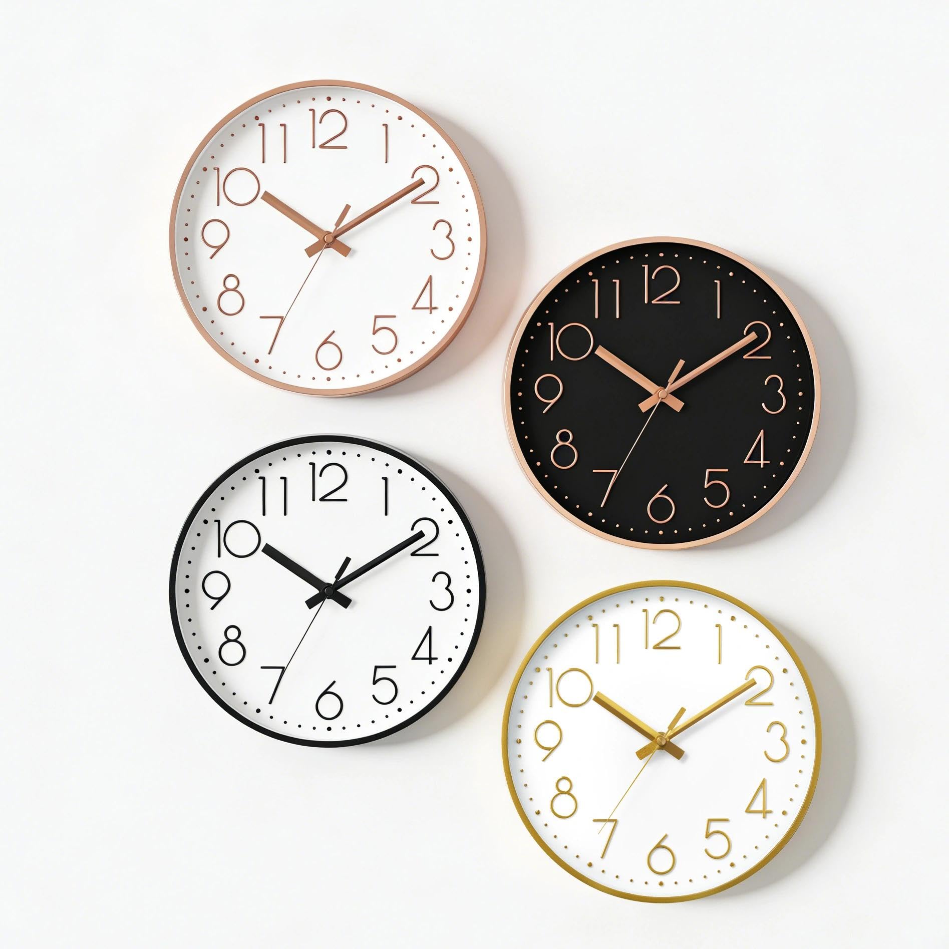 DAXSMY Wall Clock - 8 Inch Silent Non-Ticking Modern 3D Wall Clocks Battery Operated - Decorative Clock for Kitchen, Home Office, Bathroom, Bedroom(Rose Gold) - 4
