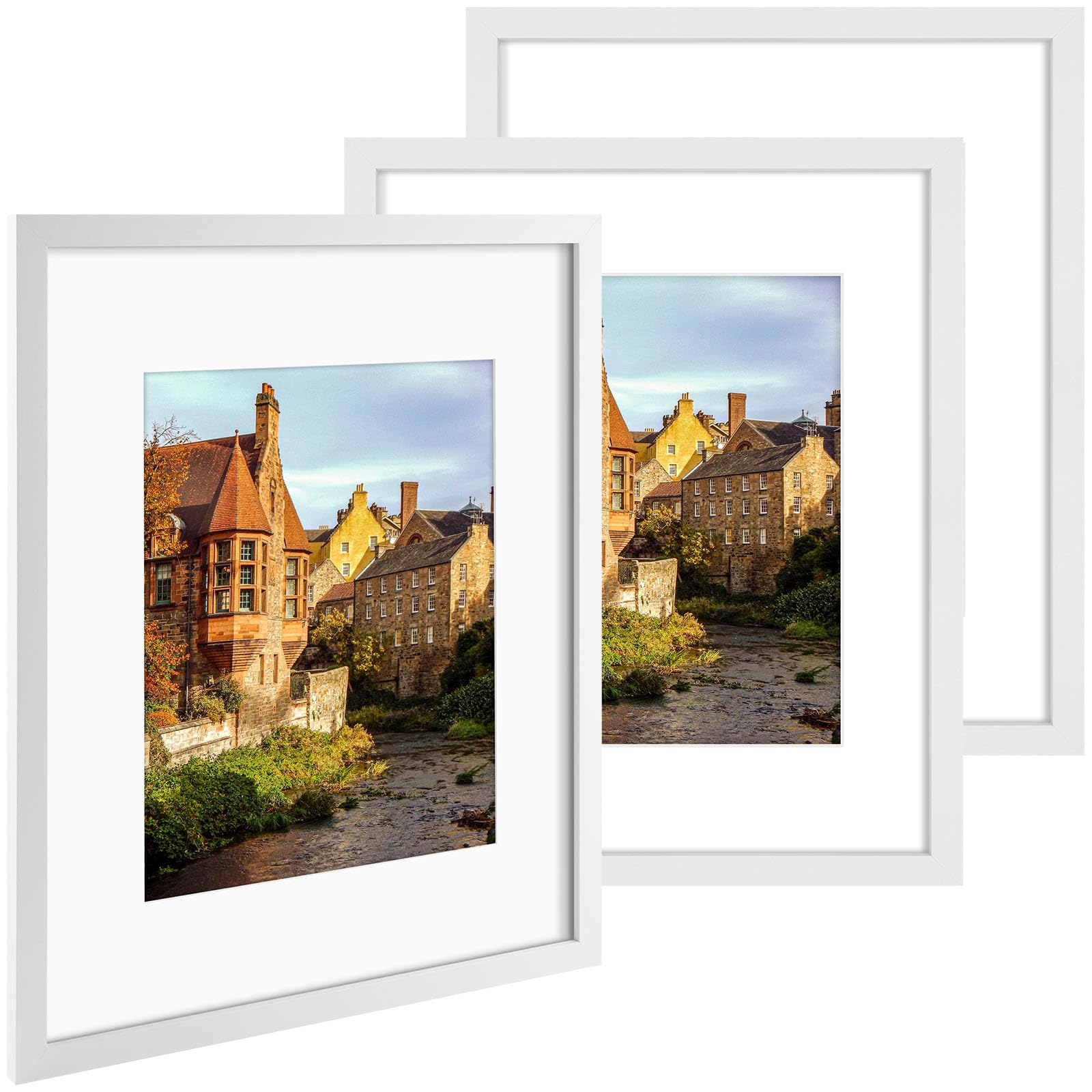 Cadre photo de 40,6 x 50,8 cm blanc en lot de 3 avec passe-partout inclus
