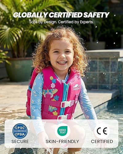 Vista 2 de Gogokids Chaleco de natación para niños pequeños, chaleco de natación de alta calidad para niños de 30-40-50-60-70-80 libras, flotadores para niños