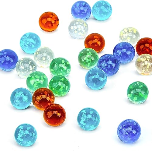 SallyFashion 25 piezas de canicas que brillan en la oscuridad, canicas de vidrio luminosas a granel de colores para niños juegos de canicas