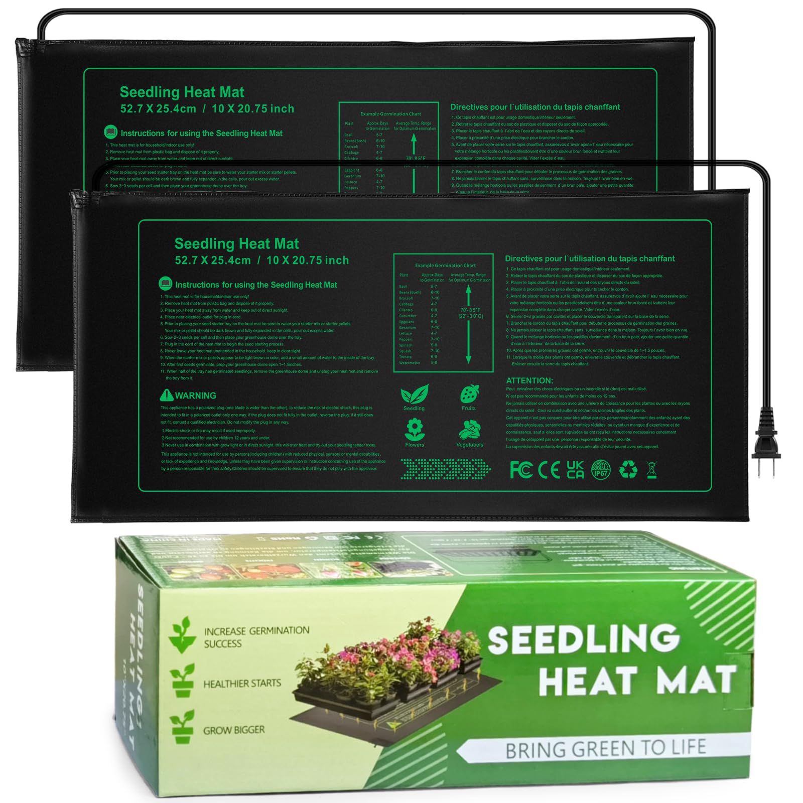 NAMOTEK 2 Pack Seedling Heat Mat