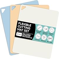 Vista 10 de July Home Tabla de cortar alternativa para cocina, juego de 3 tablas de cortar de plástico flexible extragruesas, antideslizantes, sin BPA, fáciles