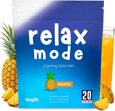 Relax Calming Drink Powder Mix for Stress, Sleep & Relaxation Support L-Theanine, Ashwagandha, Lemon Balm, Magnesium Glycinate, Passion Flower, L-Glycine Pineapple, 20 Servings