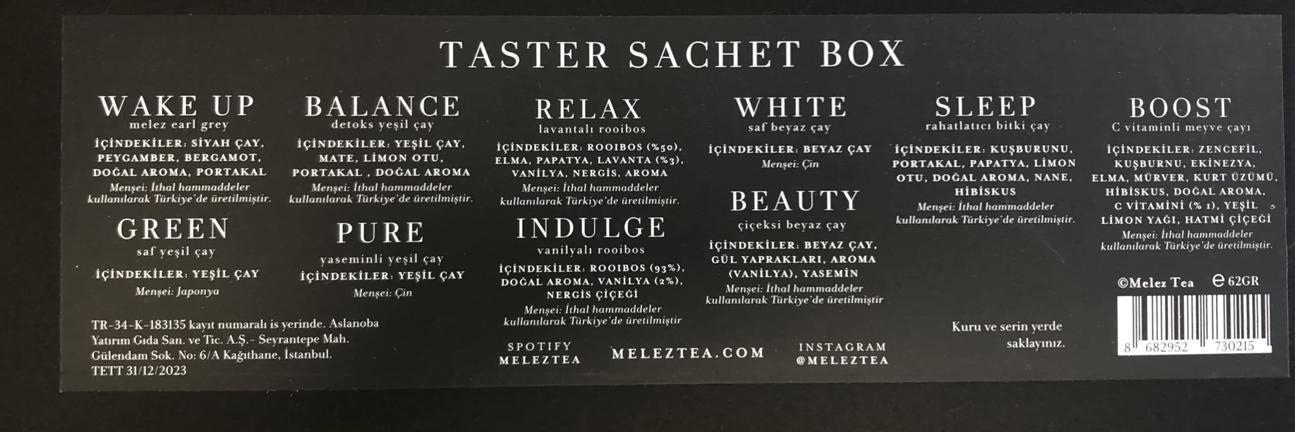 Melez Tea Taster Sachet Kutusu - 30 Muslin Çay Poşeti