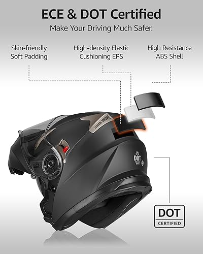 Miniatura 4 de Casco modular de cara completa aprobado por DOT - YEMA YM-925 Moto Street Bike Racing Casco con visera solar