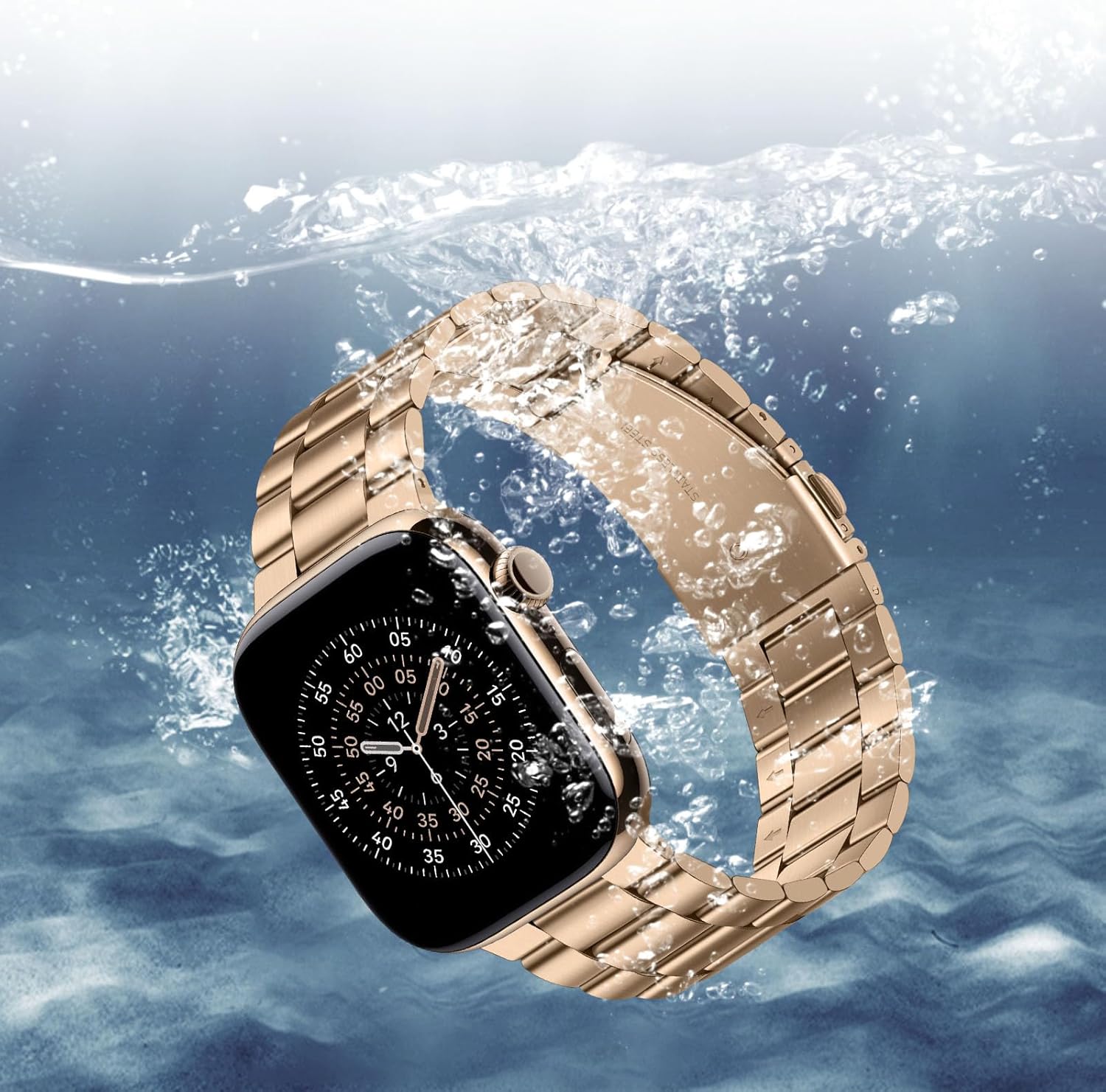 No Tool Needed Bands Compatible with Apple Watch Band 42mm 41mm 40mm 38mm for Women Men, Detachable Metal Strap for iWatch SE Series 11 10 9 8 7 6-1, (Gold) - Image 5