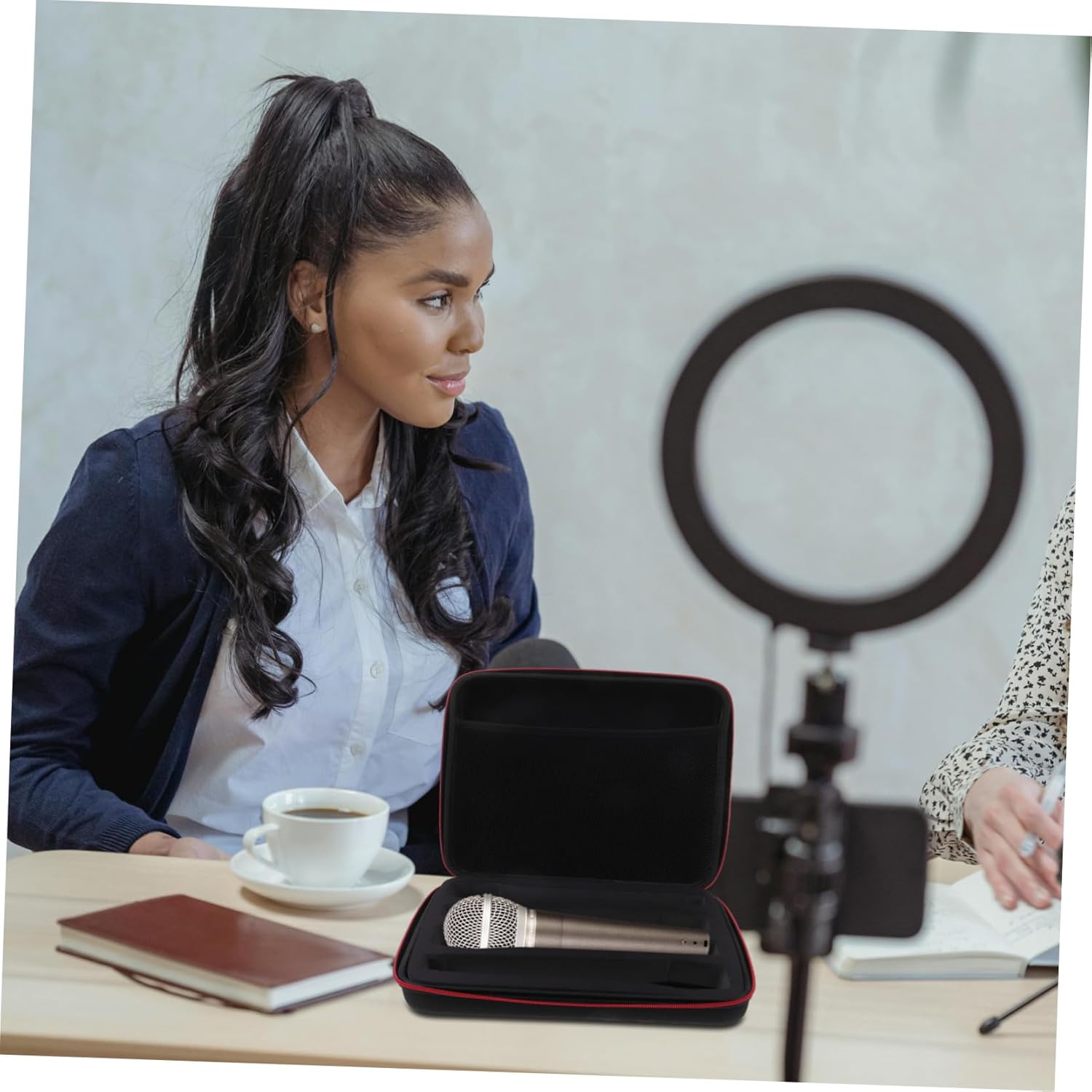 Portable Mic Storage Case with Smooth Zipper Lightweight Handheld Microphone Bag for Travel and Outdoor Performances Compact EVA Carrying Case for Musicians and Ktv Parties