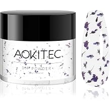 Aokitec 1OZ Purple Dried Flowers Dip Powder، Nail Dip Powder for Nail Decoration DIY Nail Art Nail Starter & Professional Home Salon استخدم الطبقة على أي لون Dip Nails