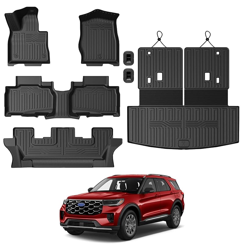 Kit de tapetes automotivos em TPE para Ford Explorer 2020–2026 com protetores de encosto e revestimento de porta-malas GALVAGNITE GAL0046