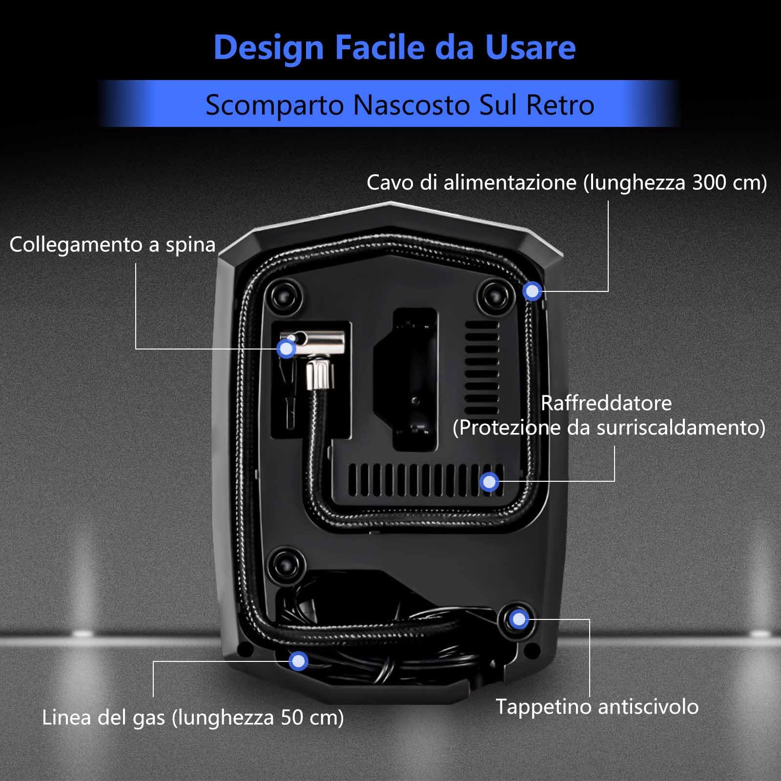 SYTUNG Compressore Aria Portatile, Compressore Aria Portatile Auto con 3 Adattatori per Ugelli e Luci LED Digitali per Pneumatici per Auto e Altri Prodotti Gonfiabili